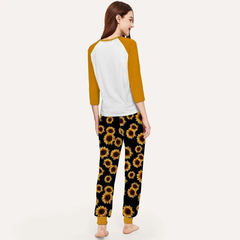 Owl Flower Aar Pajama Set |Sleepwear Pjs Sets | Raglan Shirt Pants Set