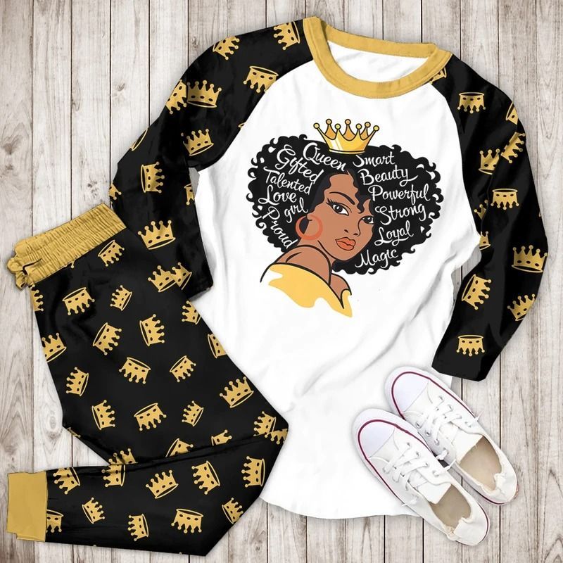 Black Queen Bba Pajama Set |Sleepwear Pjs Sets | Raglan Shirt Pants Set