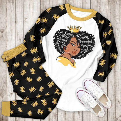 Black Queen Bba Pajama Set |Sleepwear Pjs Sets | Raglan Shirt Pants Set
