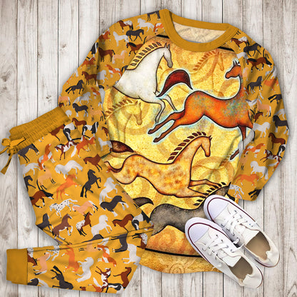 Horse Pajama Set | Pajamas | Cotton Sleepwear Sets | Soft Long Sleeve Pjs | Raglan Shirt and Pants Set