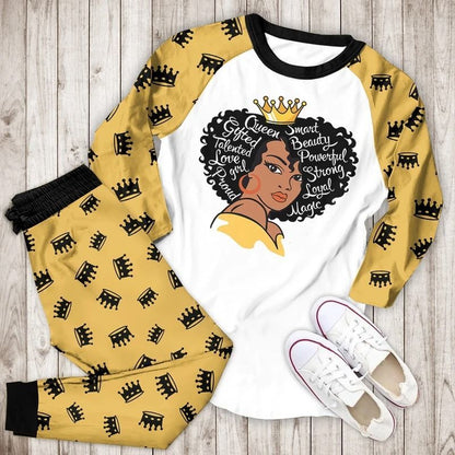 Black Queen Bba Pajama Set |Sleepwear Pjs Sets | Raglan Shirt Pants Set