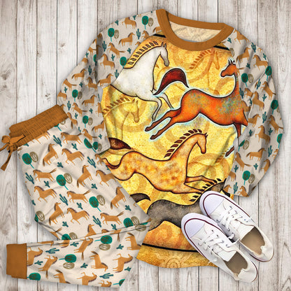 Horse Pajama Set | Pajamas | Cotton Sleepwear Sets | Soft Long Sleeve Pjs | Raglan Shirt and Pants Set