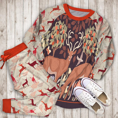 Deer Pajama Set | Pajamas | Cotton Sleepwear Sets | Soft Long Sleeve Pjs | Raglan Shirt and Pants Set