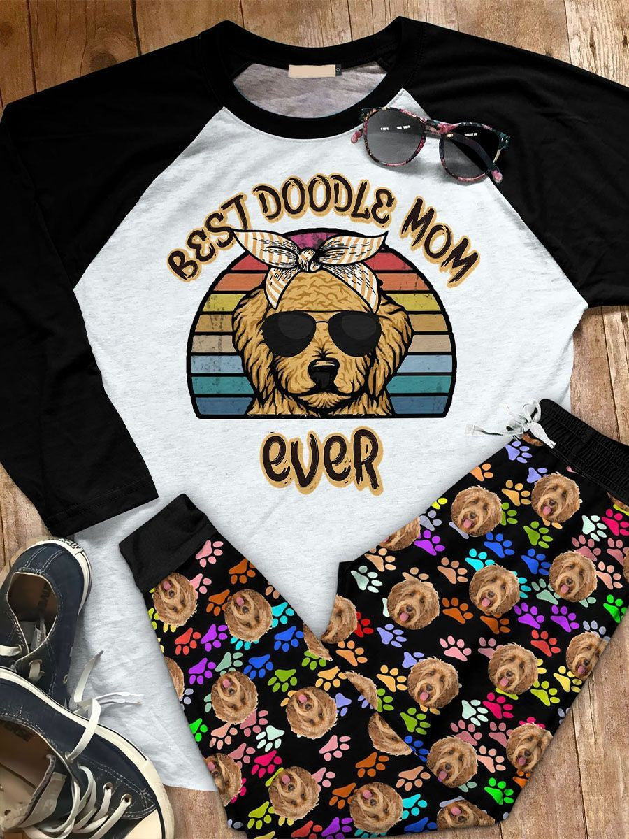 Labradoodle Doodle Mom Abg Pajama Set |Sleepwear Pjs Sets | Raglan Shirt Pants Set