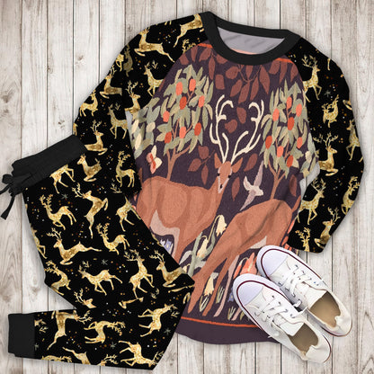 Deer Pajama Set | Pajamas | Cotton Sleepwear Sets | Soft Long Sleeve Pjs | Raglan Shirt and Pants Set