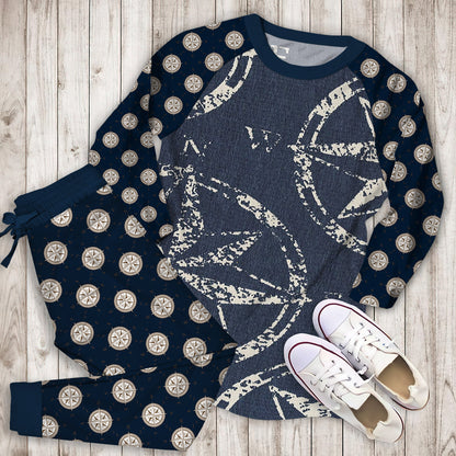 Compass Pajama Set | Pajamas | Cotton Sleepwear Sets | Soft Long Sleeve Pjs | Raglan Shirt and Pants Set