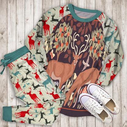 Deer Pajama Set | Pajamas | Cotton Sleepwear Sets | Soft Long Sleeve Pjs | Raglan Shirt and Pants Set
