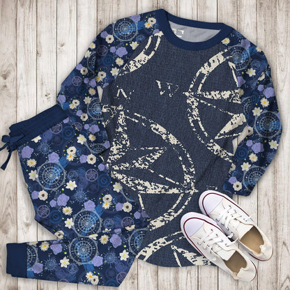 Compass Pajama Set | Pajamas | Cotton Sleepwear Sets | Soft Long Sleeve Pjs | Raglan Shirt and Pants Set