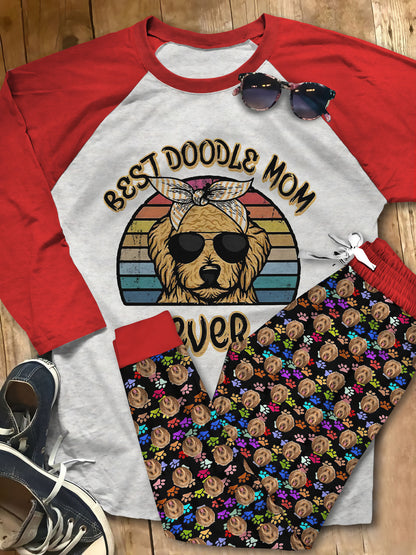 Labradoodle Doodle Mom Abg Pajama Set |Sleepwear Pjs Sets | Raglan Shirt Pants Set