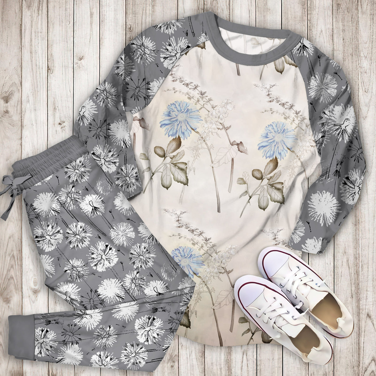 Dandelion Pajama Set |Sleepwear Pjs Sets | Raglan Shirt Pants Set