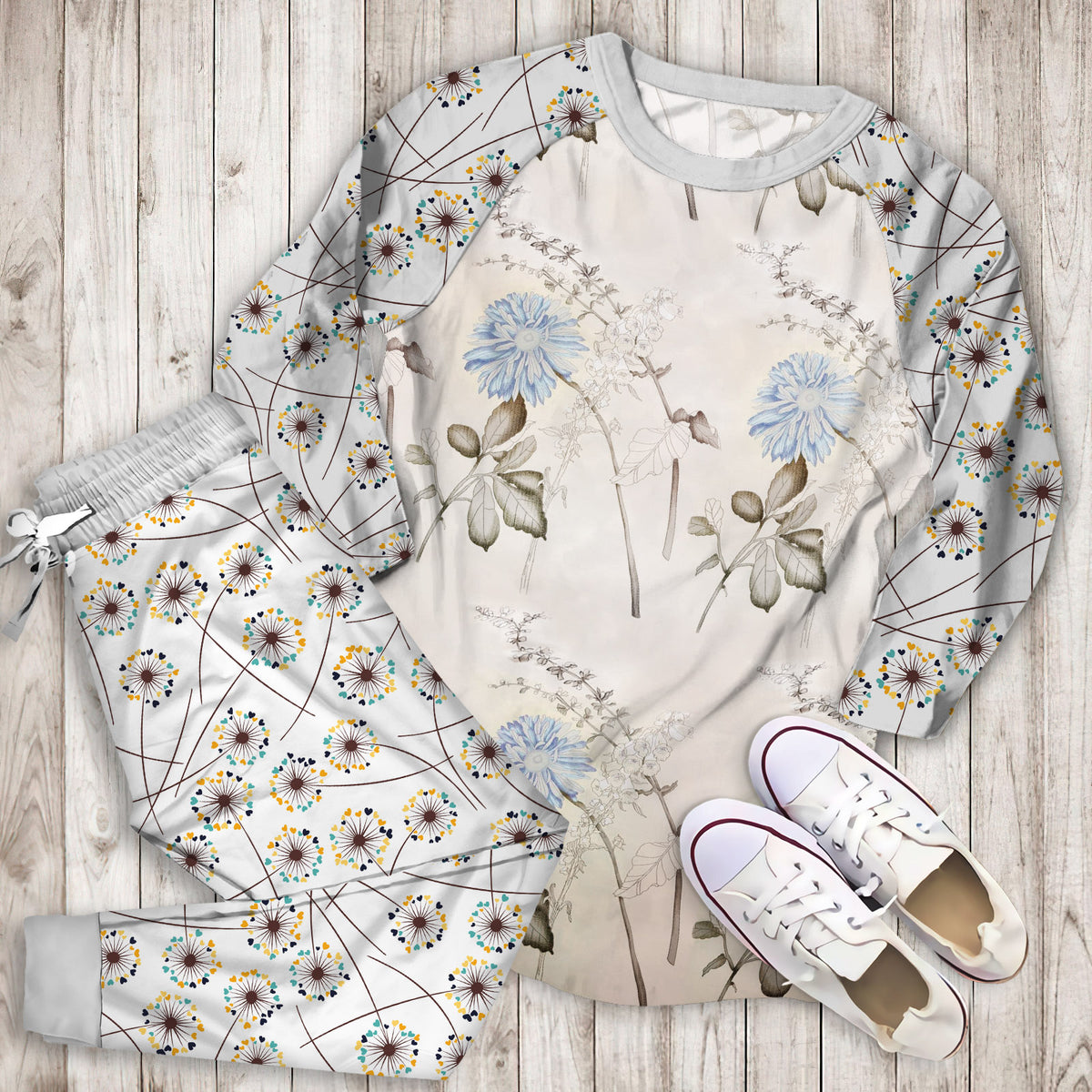 Dandelion Pajama Set |Sleepwear Pjs Sets | Raglan Shirt Pants Set