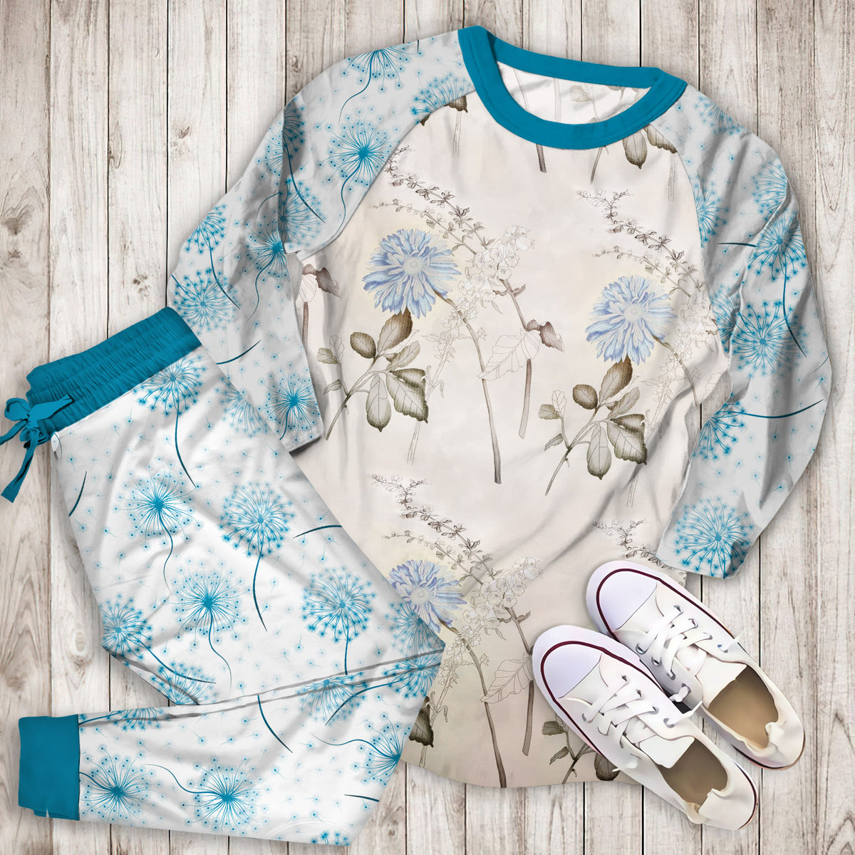 Dandelion Pajama Set |Sleepwear Pjs Sets | Raglan Shirt Pants Set