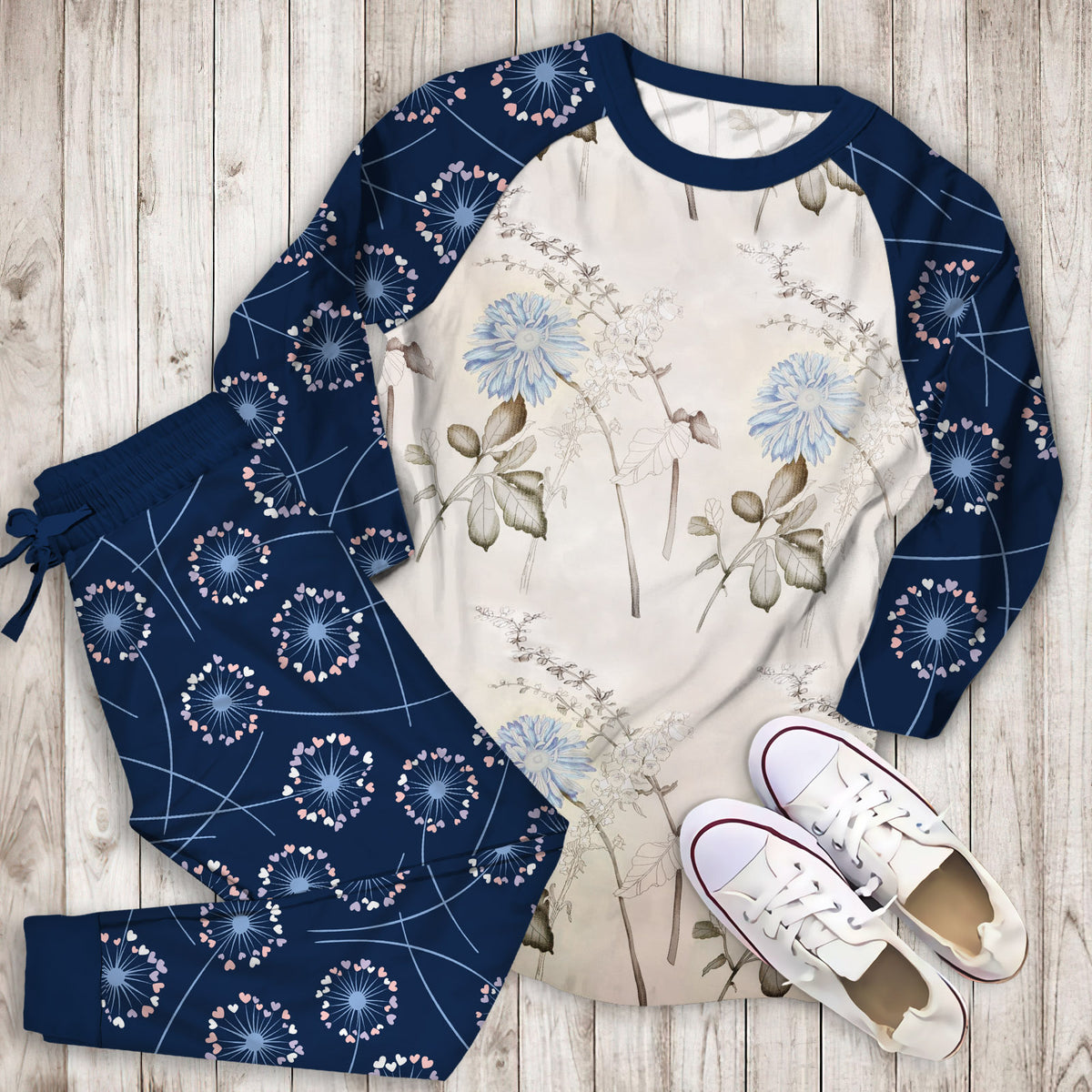 Dandelion Pajama Set |Sleepwear Pjs Sets | Raglan Shirt Pants Set