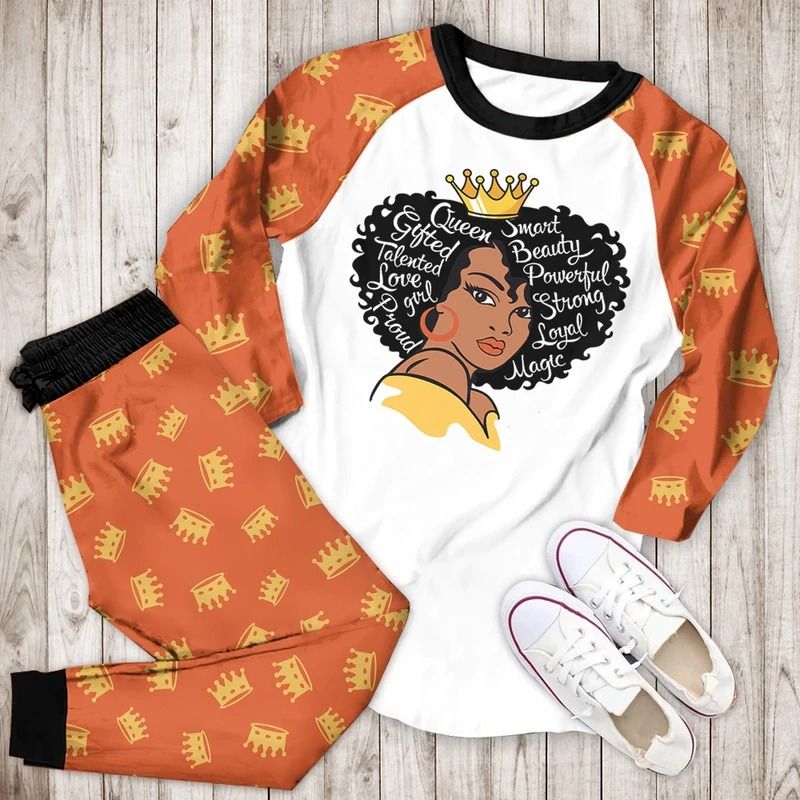 Black Queen Bba Pajama Set |Sleepwear Pjs Sets | Raglan Shirt Pants Set