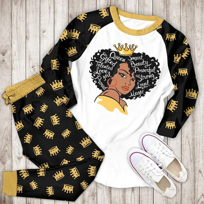 Black Queen Bba Pajama Set |Sleepwear Pjs Sets | Raglan Shirt Pants Set