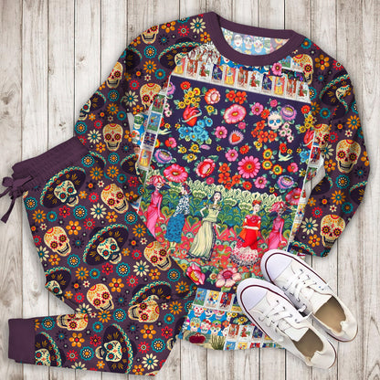 Day Of The Dead Dia Muertos Pajama Set |Sleepwear Pjs Sets | Raglan Shirt Pants Set