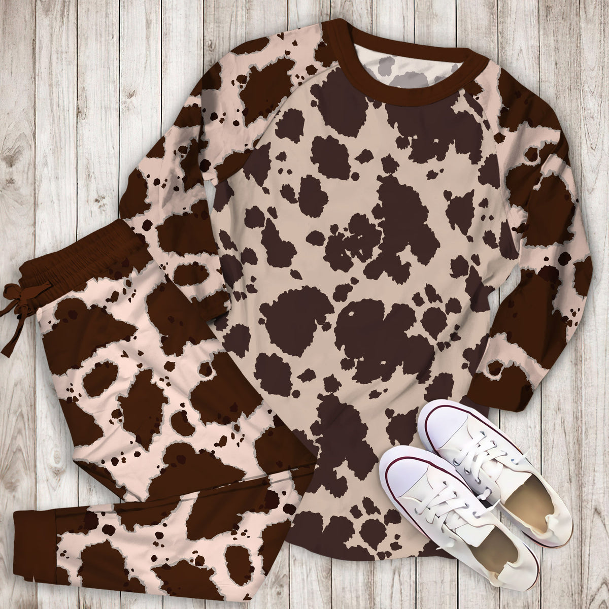 Cow Pajama Set | Pajamas | Cotton Sleepwear Sets | Soft Long Sleeve Pjs | Raglan Shirt and Pants Set