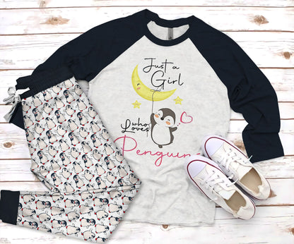 Penguine Lovely Penguine Pajama Set |Sleepwear Pjs Sets | Raglan Shirt Pants Set