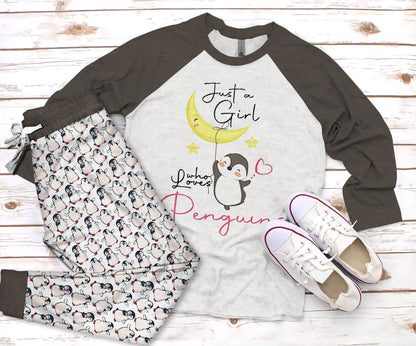 Penguine Lovely Penguine Pajama Set |Sleepwear Pjs Sets | Raglan Shirt Pants Set