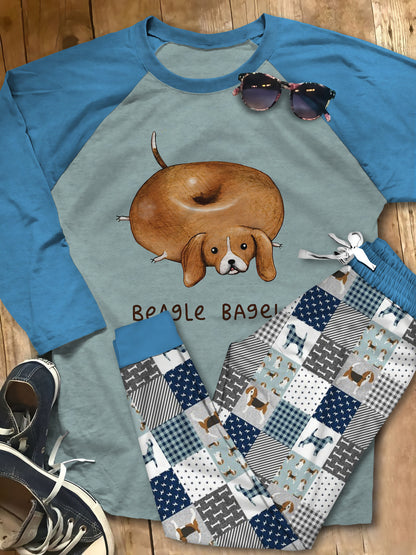 Beagle Beagle Bagel Aab Pajama Set |Sleepwear Pjs Sets | Raglan Shirt Pants Set