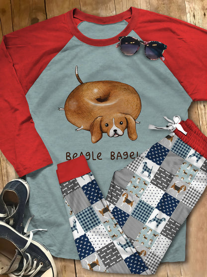 Beagle Beagle Bagel Aab Pajama Set |Sleepwear Pjs Sets | Raglan Shirt Pants Set