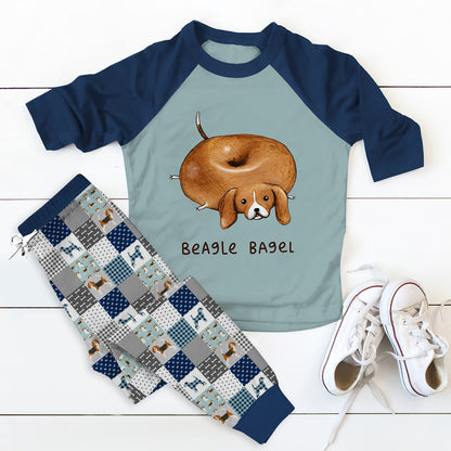 Beagle Beagle Bagel Aab Pajama Set |Sleepwear Pjs Sets | Raglan Shirt Pants Set