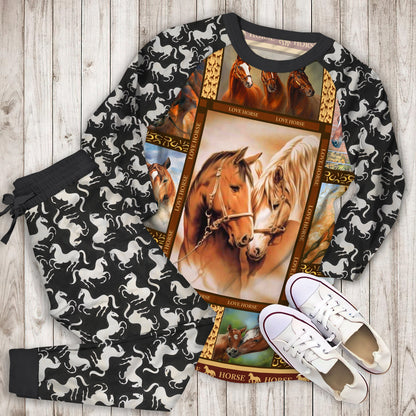 Horse Pajama Set |Sleepwear Pjs Sets | Raglan Shirt Pants Set