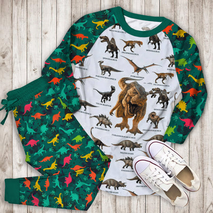Dinosaur Pajama Set | Pajamas | Cotton Sleepwear Sets | Soft Long Sleeve Pjs | Raglan Shirt and Pants Set