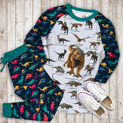 Dinosaur Pajama Set | Pajamas | Cotton Sleepwear Sets | Soft Long Sleeve Pjs | Raglan Shirt and Pants Set
