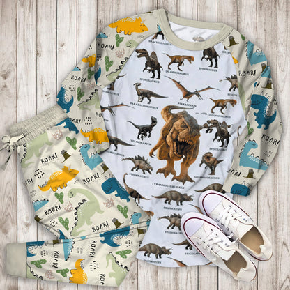 Dinosaur Pajama Set | Pajamas | Cotton Sleepwear Sets | Soft Long Sleeve Pjs | Raglan Shirt and Pants Set