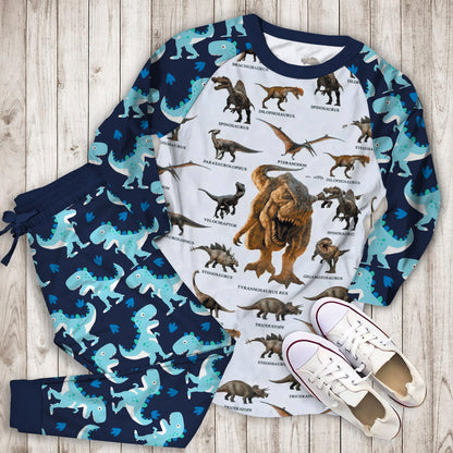 Dinosaur Pajama Set | Pajamas | Cotton Sleepwear Sets | Soft Long Sleeve Pjs | Raglan Shirt and Pants Set