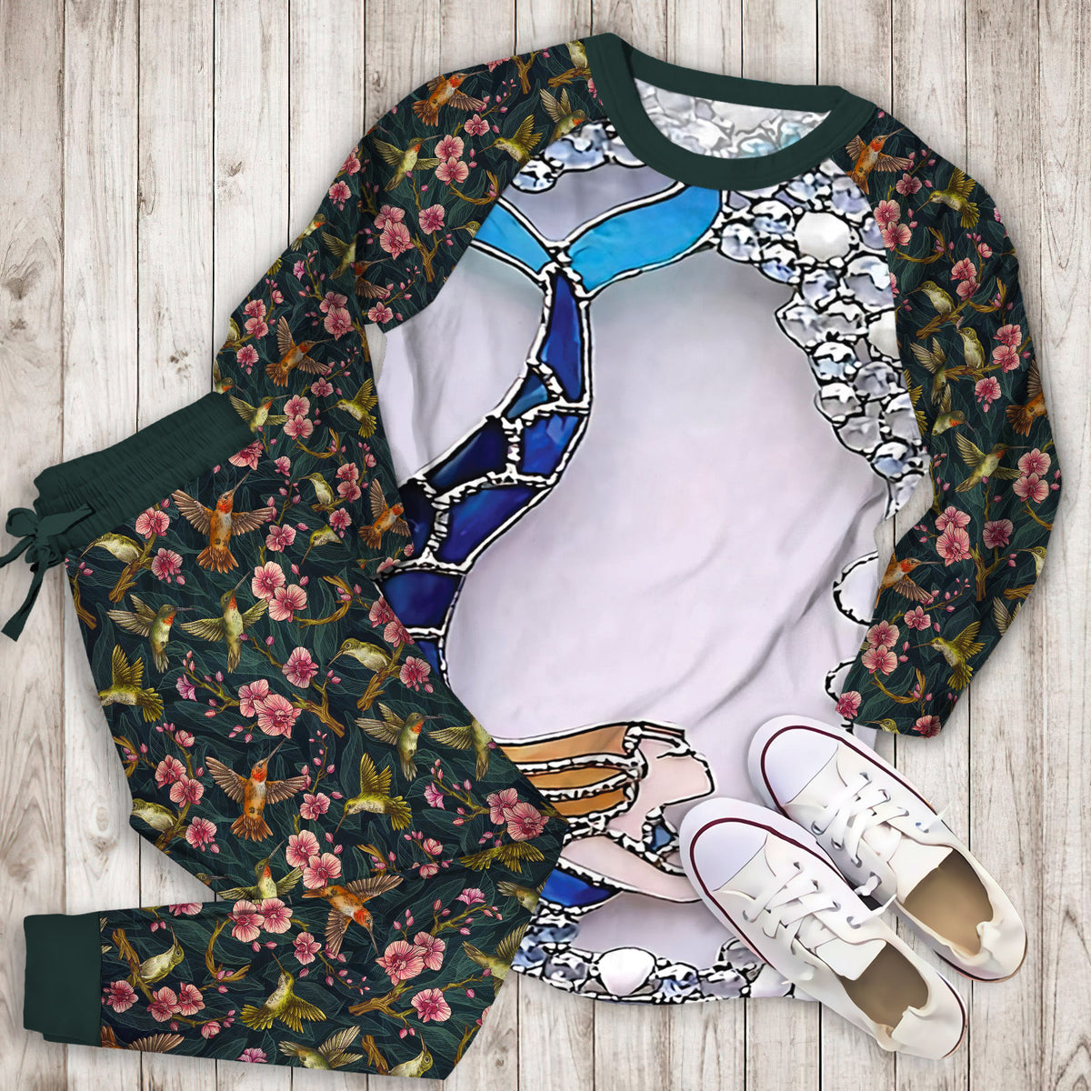 Hummingbird Pajama Set |Sleepwear Pjs Sets | Raglan Shirt Pants Set