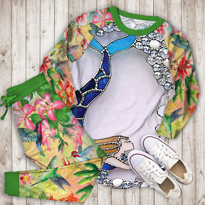 Hummingbird Pajama Set |Sleepwear Pjs Sets | Raglan Shirt Pants Set