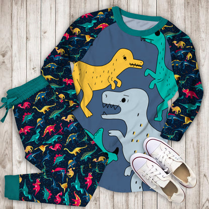 Dinosaur Pajama Set | Pajamas | Cotton Sleepwear Sets | Soft Long Sleeve Pjs | Raglan Shirt and Pants Set