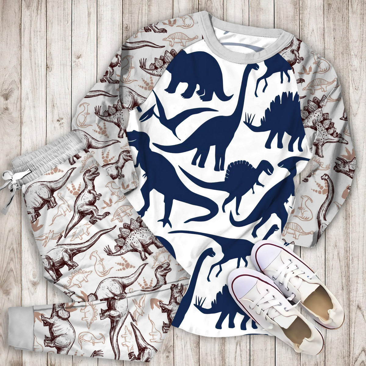 Dinosaur Pajama Set | Pajamas | Cotton Sleepwear Sets | Soft Long Sleeve Pjs | Raglan Shirt and Pants Set