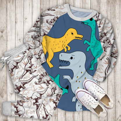 Dinosaur Pajama Set | Pajamas | Cotton Sleepwear Sets | Soft Long Sleeve Pjs | Raglan Shirt and Pants Set