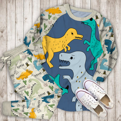 Dinosaur Pajama Set | Pajamas | Cotton Sleepwear Sets | Soft Long Sleeve Pjs | Raglan Shirt and Pants Set