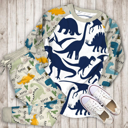 Dinosaur Pajama Set | Pajamas | Cotton Sleepwear Sets | Soft Long Sleeve Pjs | Raglan Shirt and Pants Set