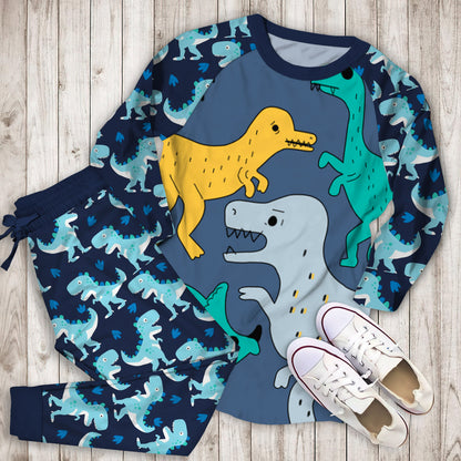 Dinosaur Pajama Set | Pajamas | Cotton Sleepwear Sets | Soft Long Sleeve Pjs | Raglan Shirt and Pants Set