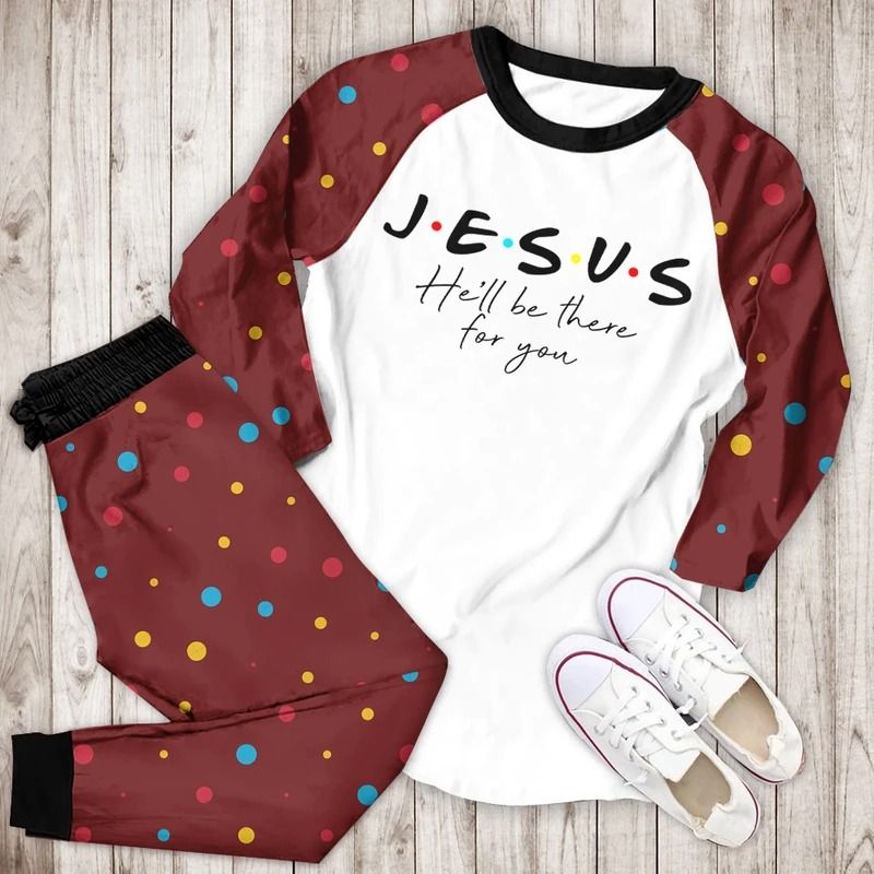 Jesus Will Be There For You Bbk Pajama Set |Sleepwear Pjs Sets | Raglan Shirt Pants Set
