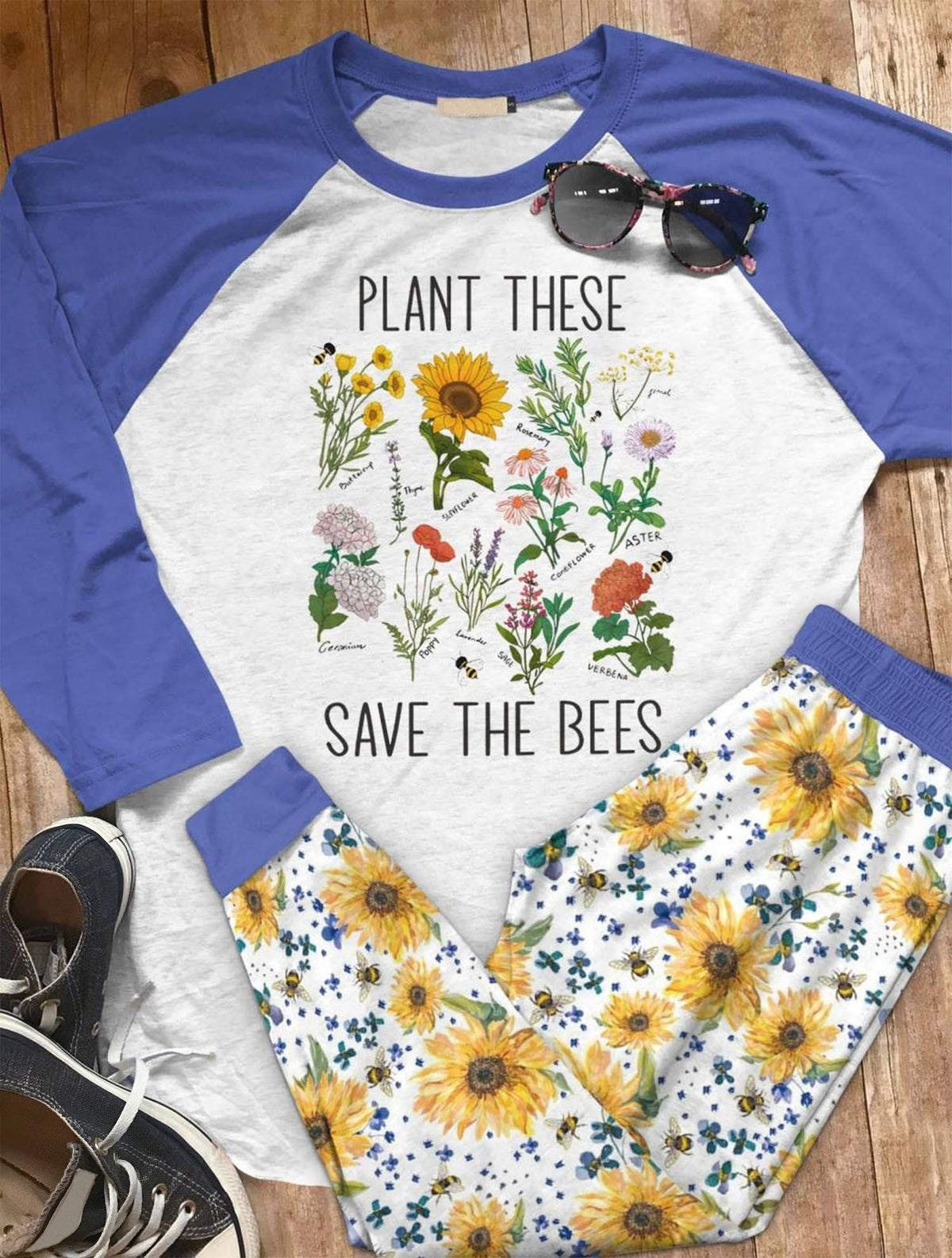 Save The Bees Abm Pajama Set |Sleepwear Pjs Sets | Raglan Shirt Pants Set