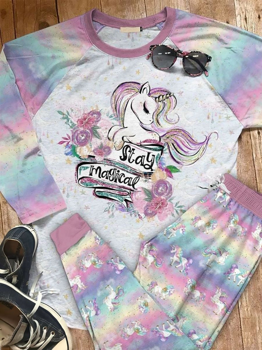 Unicorn Stay Magical Aby Pajama Set |Sleepwear Pjs Sets | Raglan Shirt Pants Set