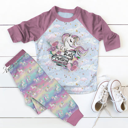 Unicorn Stay Magical Aby Pajama Set |Sleepwear Pjs Sets | Raglan Shirt Pants Set