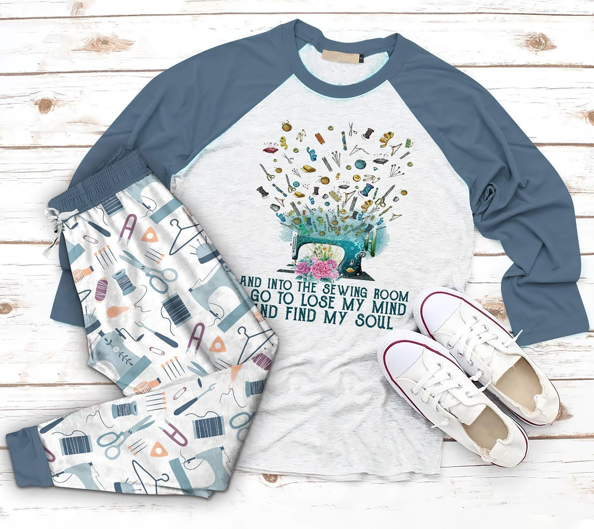 Sewing Into The Sewing Room I Go Abo Pajama Set |Sleepwear Pjs Sets | Raglan Shirt Pants Set