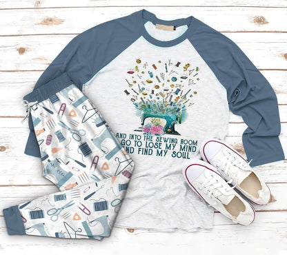 Sewing Into The Sewing Room I Go Abo Pajama Set |Sleepwear Pjs Sets | Raglan Shirt Pants Set