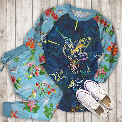 Hummingbird Pajama Set | Pajamas | Cotton Sleepwear Sets | Soft Long Sleeve Pjs | Raglan Shirt and Pants Set