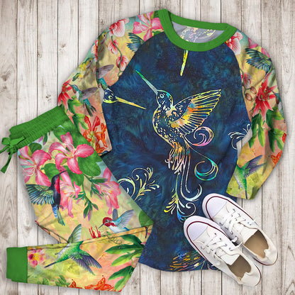 Hummingbird Pajama Set | Pajamas | Cotton Sleepwear Sets | Soft Long Sleeve Pjs | Raglan Shirt and Pants Set