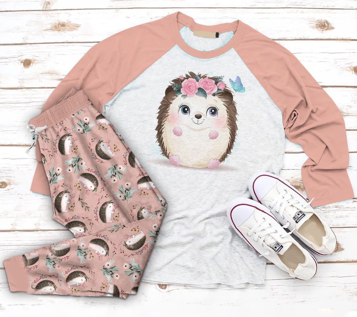 Hedgehog Little Hedgehog Acp Pajama Set |Sleepwear Pjs Sets | Raglan Shirt Pants Set