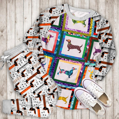 Dachshund Pajama Set | Pajamas | Cotton Sleepwear Sets | Soft Long Sleeve Pjs | Raglan Shirt and Pants Set