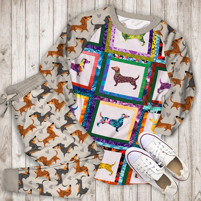 Dachshund Pajama Set | Pajamas | Cotton Sleepwear Sets | Soft Long Sleeve Pjs | Raglan Shirt and Pants Set